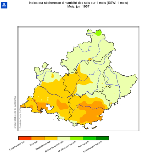 Situation des sols en juin 1967. © Météo-France