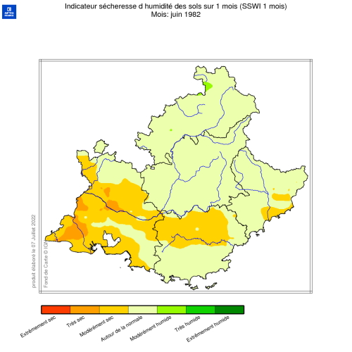 Situation des sols en juin 1982. © Météo-France