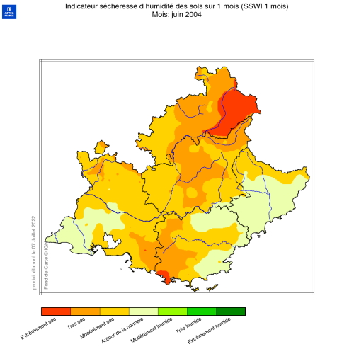 Situation des sols en juin 2004. © Météo-France