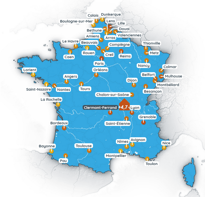 Cartographie 47 aires ICU © Météo-France
