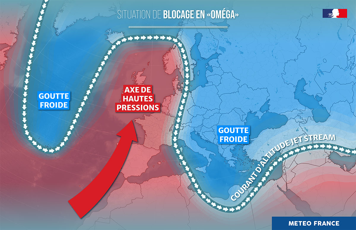 Situation de blocage en oméga © Météo-France