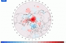Anomalie de températures à 500 hPa autour de l'Arctique en juillet 2020. - © Météo-France