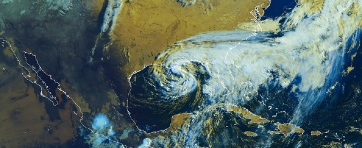 Image du satellite GOES16 le 7 juin 2020 à 12 UTC - Cristobal aborde alors la Louisiane - © Météo-France
