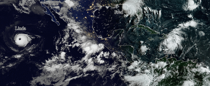 4 systèmes tropicaux sont présents dans la même zone du globe.