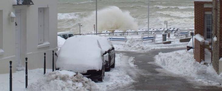 Yport (76) lors de l'épisode neigeux et froid de mars 2013