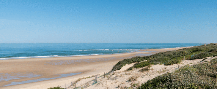Plage de Biscarosse sous le soleil.