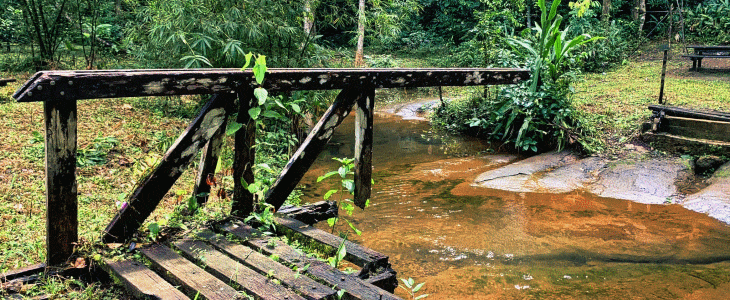 Image d'illustration. Pont brisé par les inondations en Guyane.