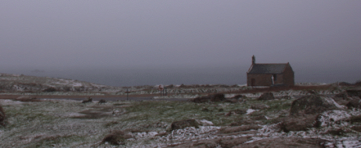 Les premiers flocons ont commencé à tombé sur la Bretagne, ici à Landunvez (29)