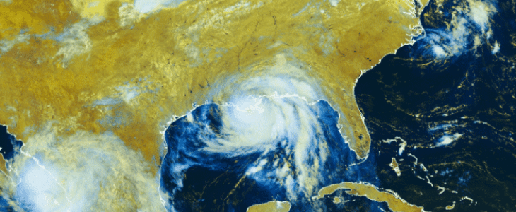 Image du satellite GOES16 hier 29 août 2021 à 17 UTC, au moment où Ida a touché terre.