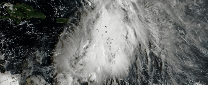 Image satellite de la tempête tropicale Jerry le 10 octobre 2025.