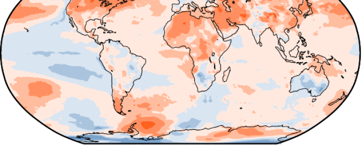 Différence entre la température du globe en 2021 et la moyenne 1991-2020.