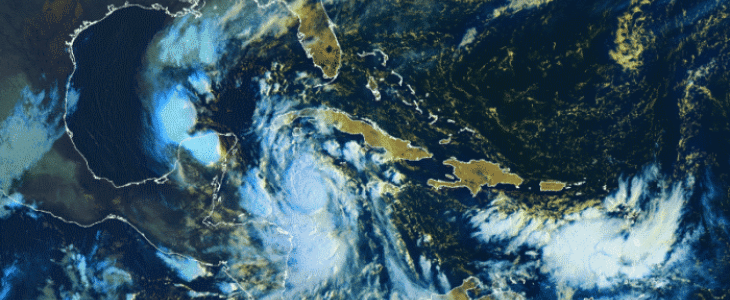 Image du satellite GOES le 6 octobre 2020 à 12 UTC, Delta est au sud de Cuba.