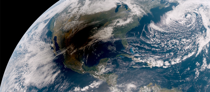 Image du satellite GOES montrant l'ombre de la dernière éclipse sur les USA le 08 avril 2024.