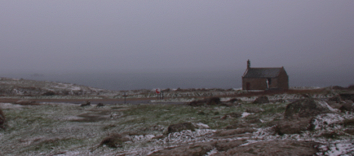 Les premiers flocons ont commencé à tombé sur la Bretagne, ici à Landunvez (29)