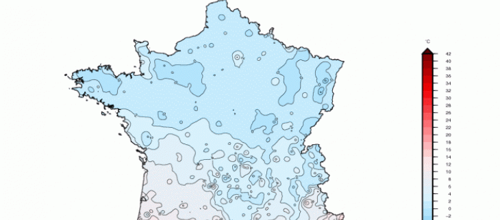 Température maximale en France le 6 novembre 1980 - © Météo-France