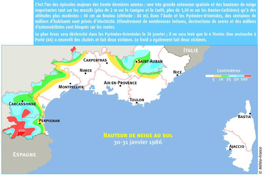 Hauteur de neige au sol lors de l'épisode du 30 et 31 janvier 1986