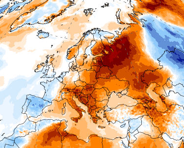 Carte d'anomalies de température à 2 m le 23 juin 2021. © Climate Reanalizer.