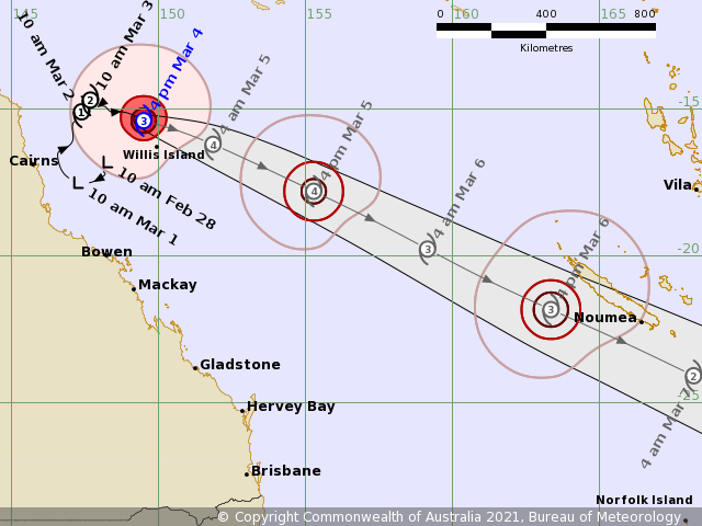 Trajectoire prévue de Niran par le Bureau of Meteorology, l'équivalent de Météo-France en Australie. 