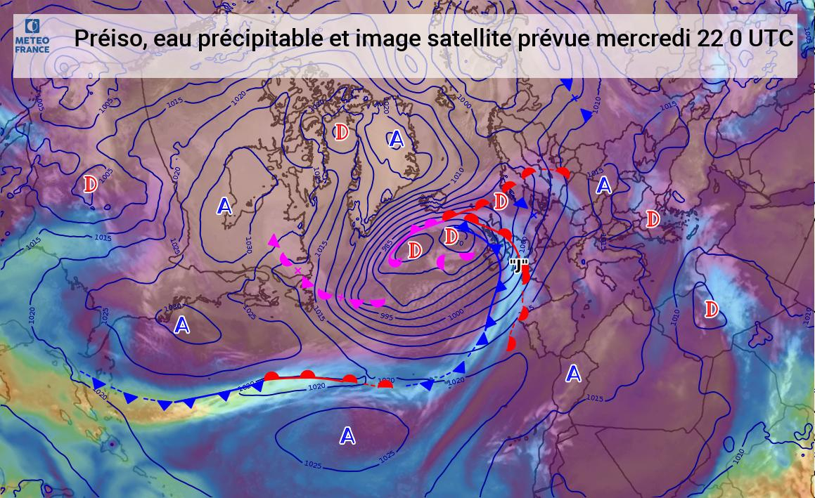 Situation prévue mercredi 22 mars 2023 à 00 UTC. © Météo-France