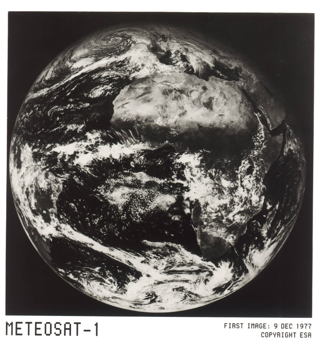 Il y a 43 ans, le 9 décembre 1977, le satellite Meteosat 1 envoyait sa première image du globe. © ESA