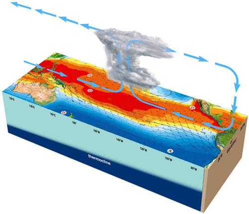 Situation avec El Niño. © Météo-France, François Poulain.