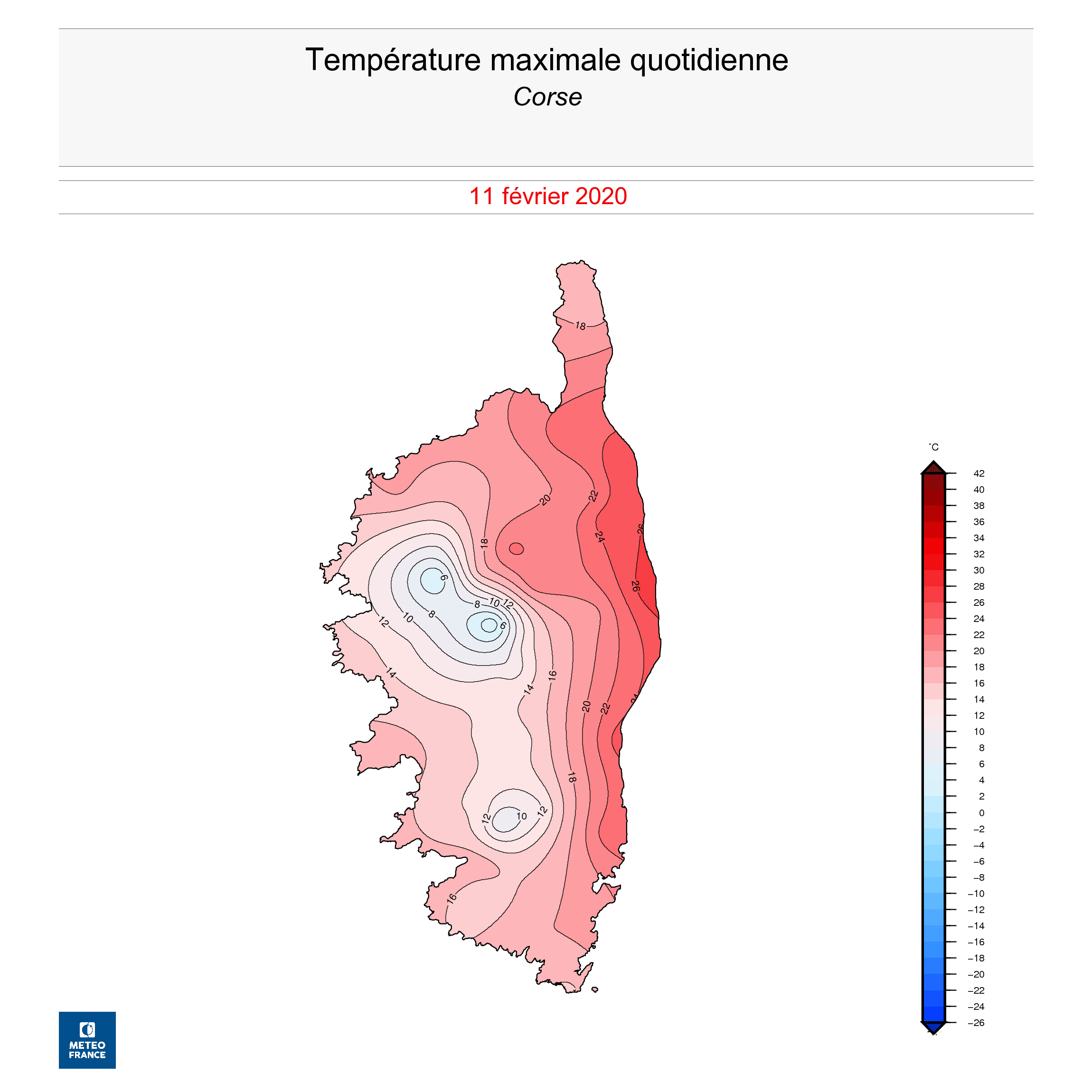 Température maximale quotidienne Corse