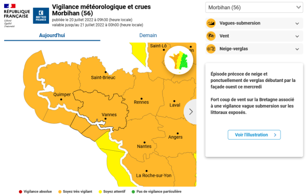La Vigilance pour vagues-submersion. © Météo-France