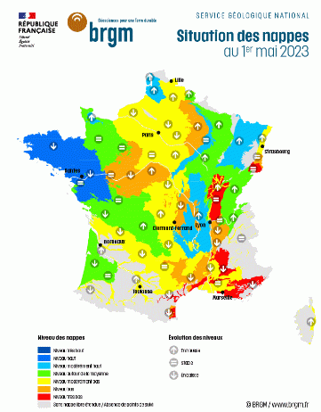 Situation des nappes au 1er mai 2023