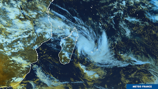 Image satellite du cyclone Belal à la Réunion