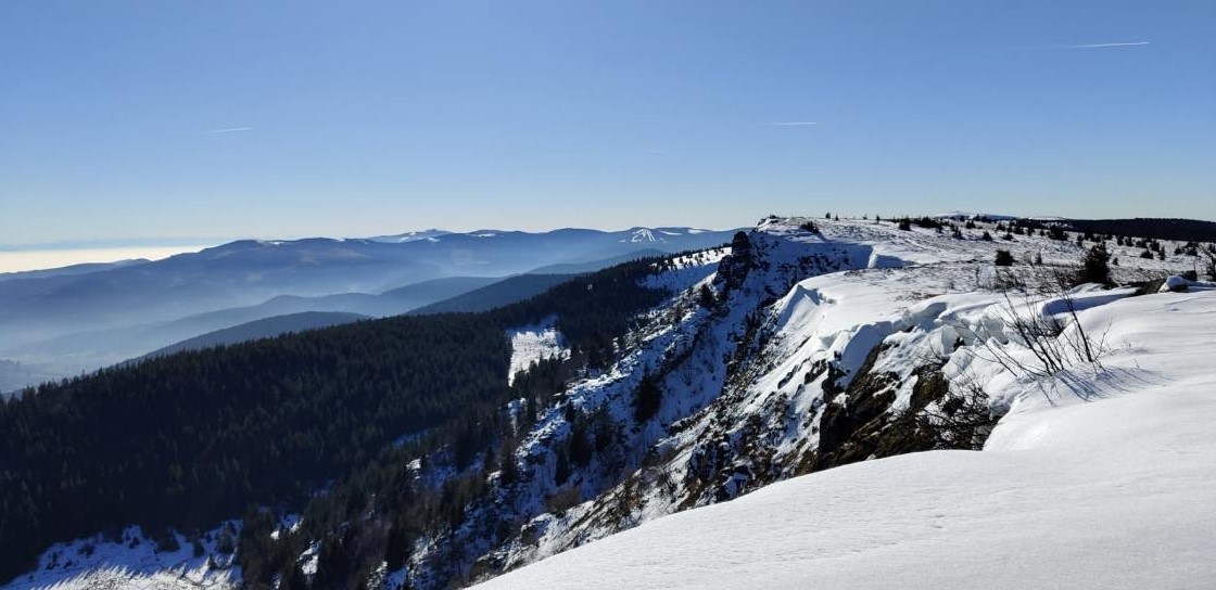 Les crêtes vosgiennes le 5 février entre le col de la Schucht et le col du Calvaire vers 1250 m @Pascale Humbertclaude