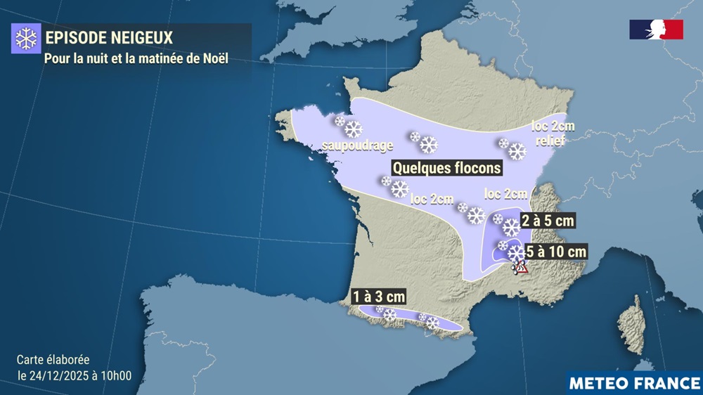 Épisode neigeux pour la nuit et la matinée de Noël - Météo-France