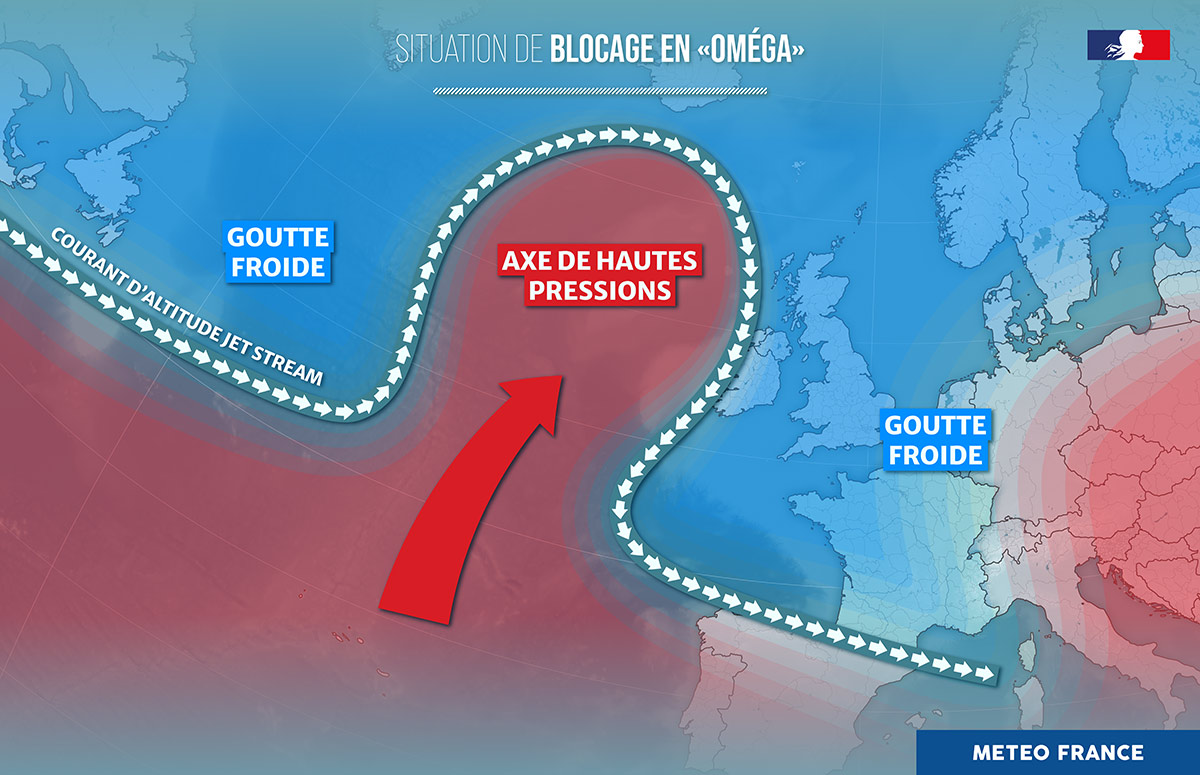 Situation de blocage en omega © Météo-France