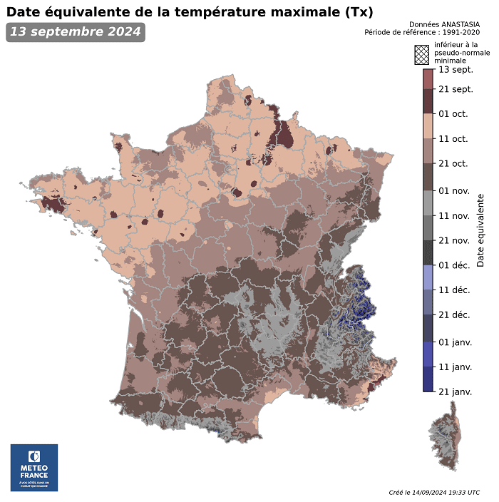 Températures maximales du 13 septembre 2024