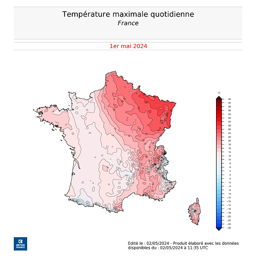 Temperature maximale 1er mai 2024