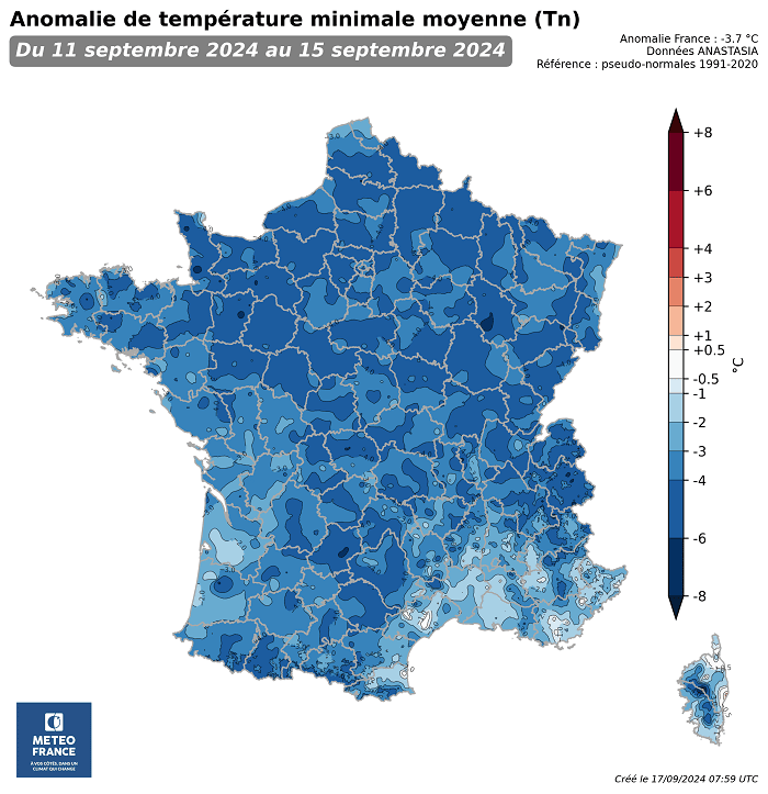 Températures minimales septembre 2024