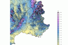 Cumul moyen annuel de précipitations sur le quart sud-ouest. © Météo-France.