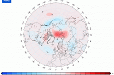 Anomalie de températures à 500 hPa autour de l'Arctique en août 2020 - © Météo-France
