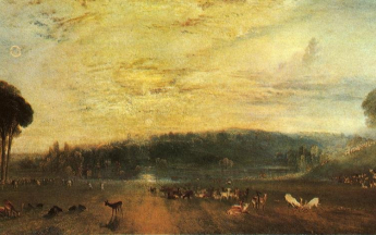 Le Lac Petworth : Coucher de soleil, combat de cerfs (vers 1829).