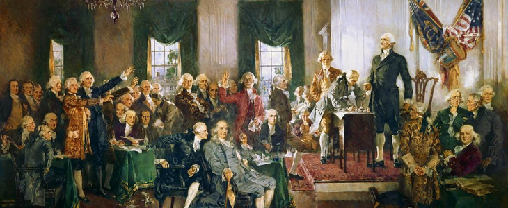 Les pères fondateurs réunis pour la signature de la Constitution des Etats-Unis
