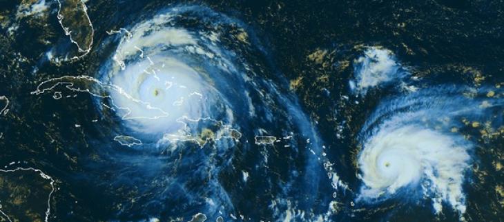Les cyclones Irma et José vus par le satellite GOES13 le 8 septembre 2017 à 14h UTC