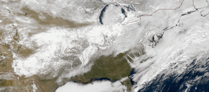 Image satellite de l'épisode hivernal aux Etats-Unis. 