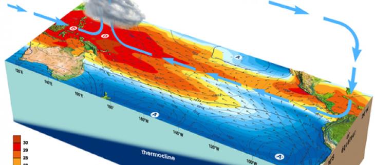 El Niño, un phénomène océanique de grande échelle.