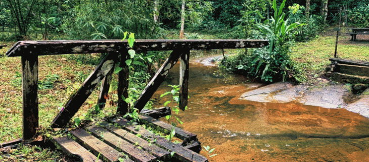 Image d'illustration. Pont brisé par les inondations en Guyane.