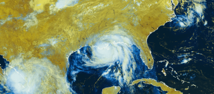 Image du satellite GOES16 hier 29 août 2021 à 17 UTC, au moment où Ida a touché terre.