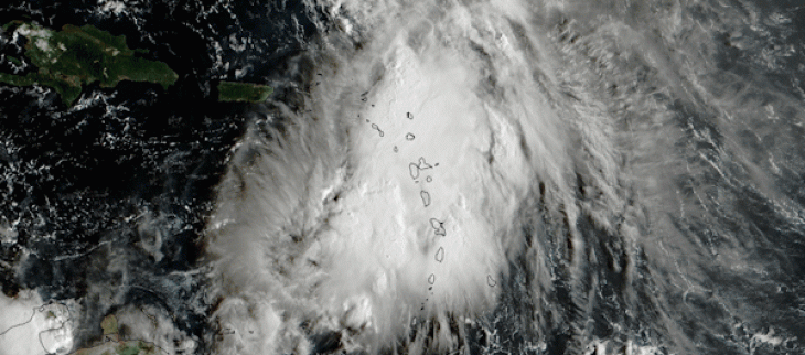 Image satellite de la tempête tropicale Jerry le 10 octobre 2025.