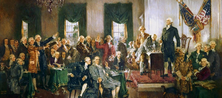 Les pères fondateurs réunis pour la signature de la Constitution des Etats-Unis