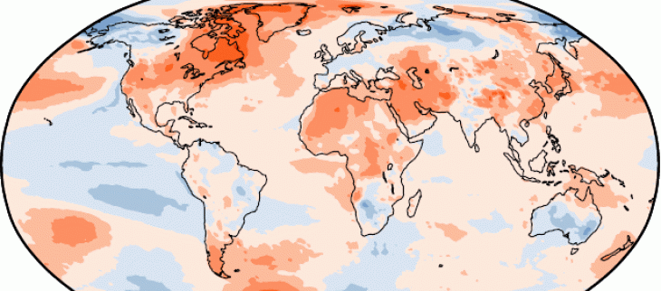 Différence entre la température du globe en 2021 et la moyenne 1991-2020.