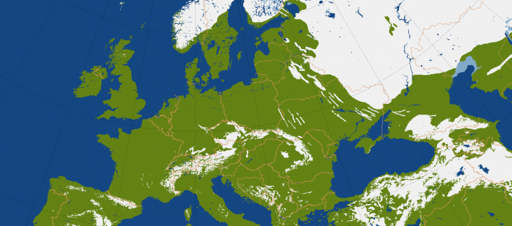 Couverture neigeuse en Europe à la date du 26 janvier 2020. © NOAA.