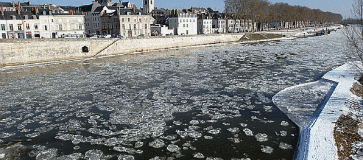 Grand froid à Orléans : la Loire, le 10 février 2012