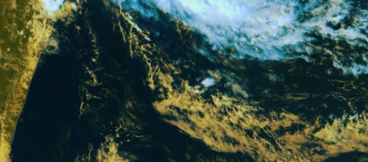 Image du satellite MSG2 sur l'Océan indien le 12 janvier 2024 à 1245 UTC.